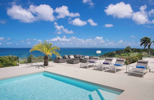 Grand Case Villa | Villa Dreamin Blue | Spectacular Caribbean Views Above Happy Bay