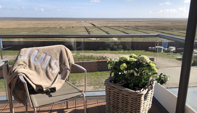 Comfort vacation apartment with south-facing balcony and unique view of the mudflats in Juist