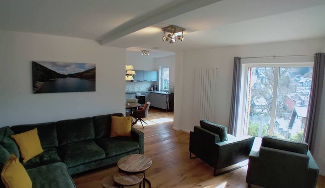 Luxury apartment in the glass town of Lauscha with terrace, beautiful nature & mountain views in Lauscha