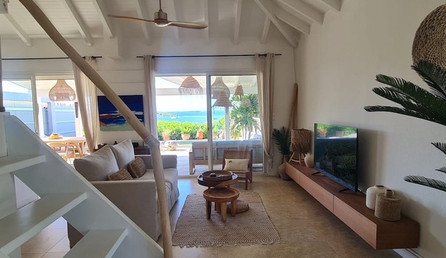 PALM BLUE.Caribbean Pinel Bay in Saint-Martin